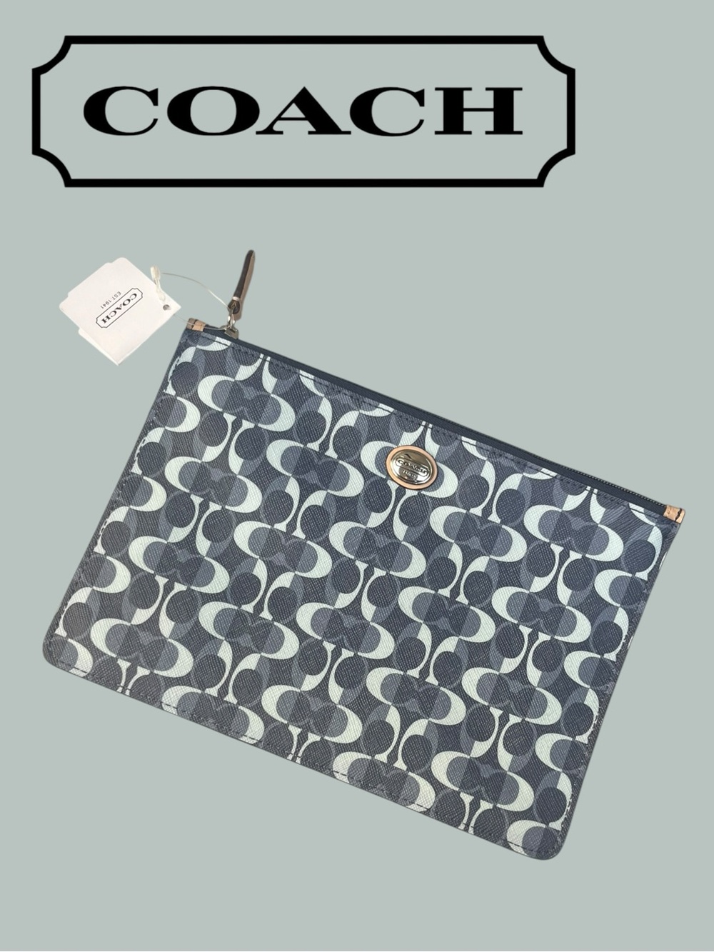 NWT Coach Tech Pouch F67517 SVCOM Denim / Tan
